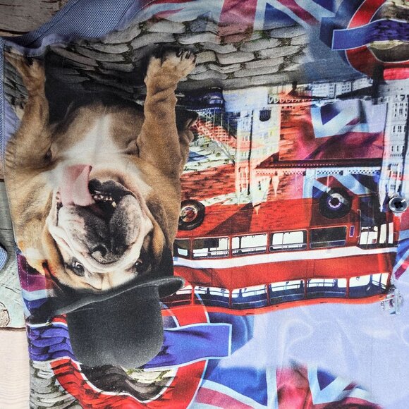 Robert Graham London Bulldog Print Long Sleeve Shirt M Cotton Casual Mens - Picture 5 of 9